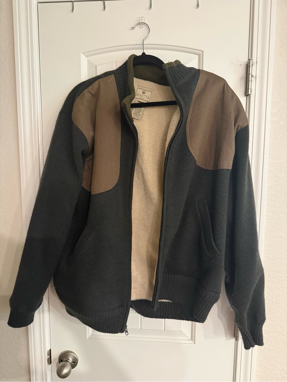 Beretta Men's Olive Green Sherpa-Lined Full-Zip Jacket